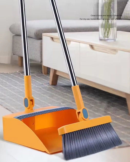 Magnetic Collapsible Broom & Dustpan Set – Long Handle, No-Bend Cleaning