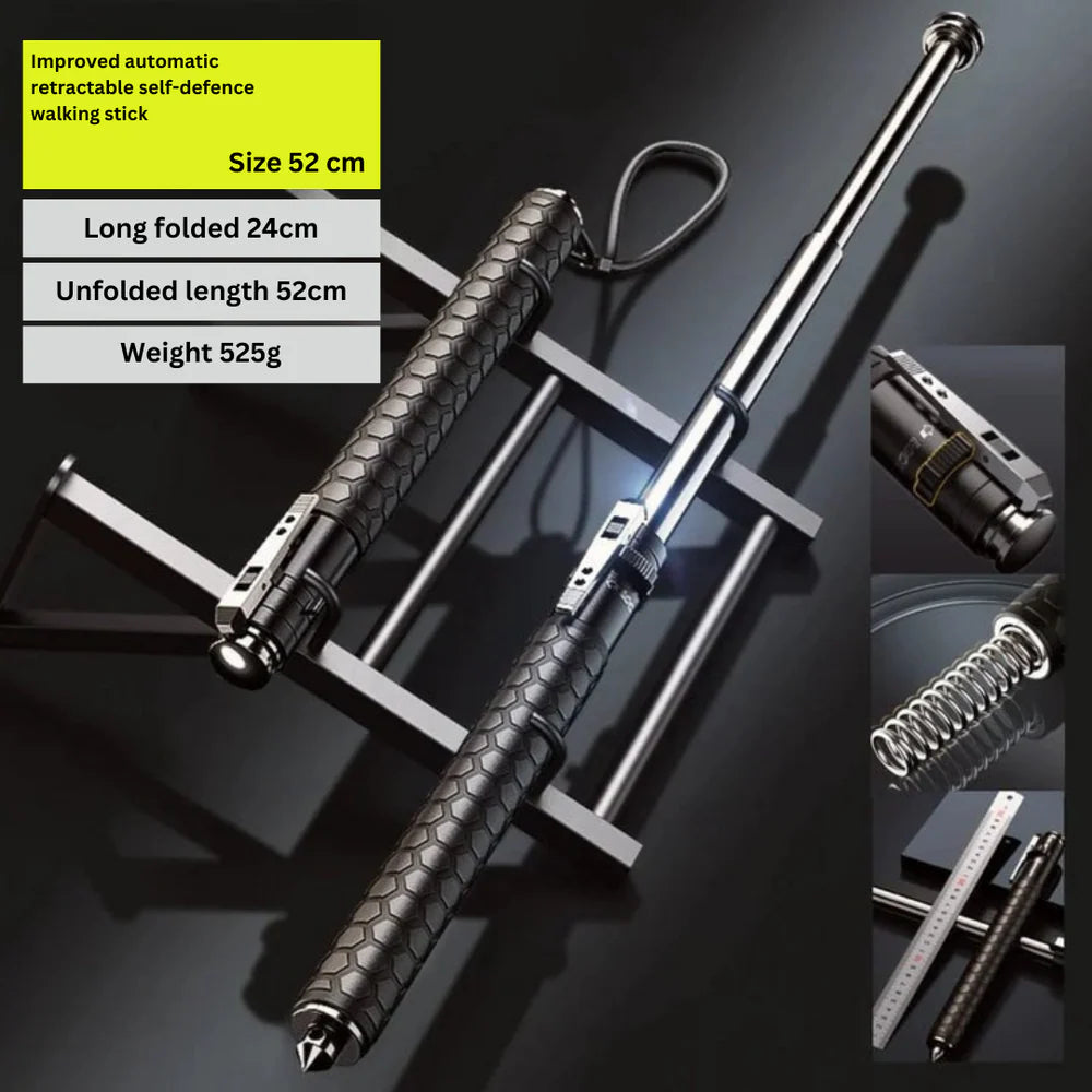 Telescopic Safety Stick – High-Strength Alloy Steel, One-Click Auto Extension