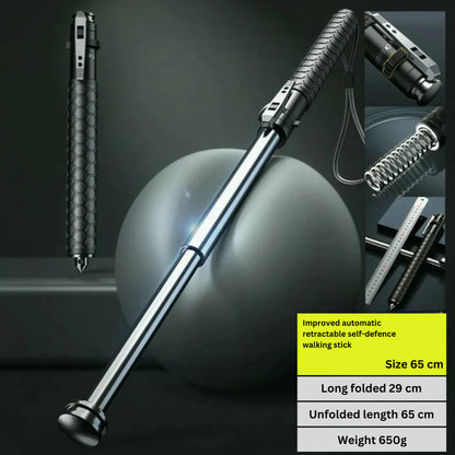 Telescopic Safety Stick – High-Strength Alloy Steel, One-Click Auto Extension