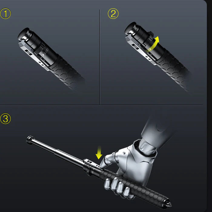 Telescopic Safety Stick – High-Strength Alloy Steel, One-Click Auto Extension