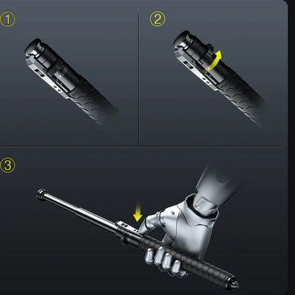 Telescopic Safety Stick – High-Strength Alloy Steel, One-Click Auto Extension